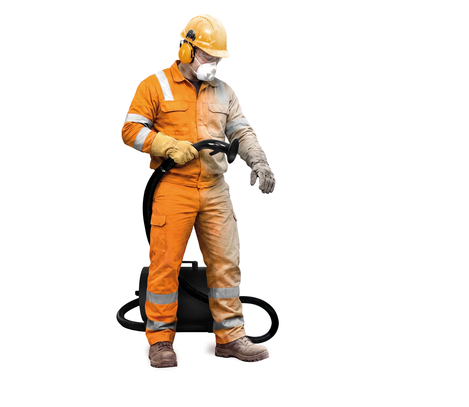 Worker using a JetBlack personnel cleaning handset