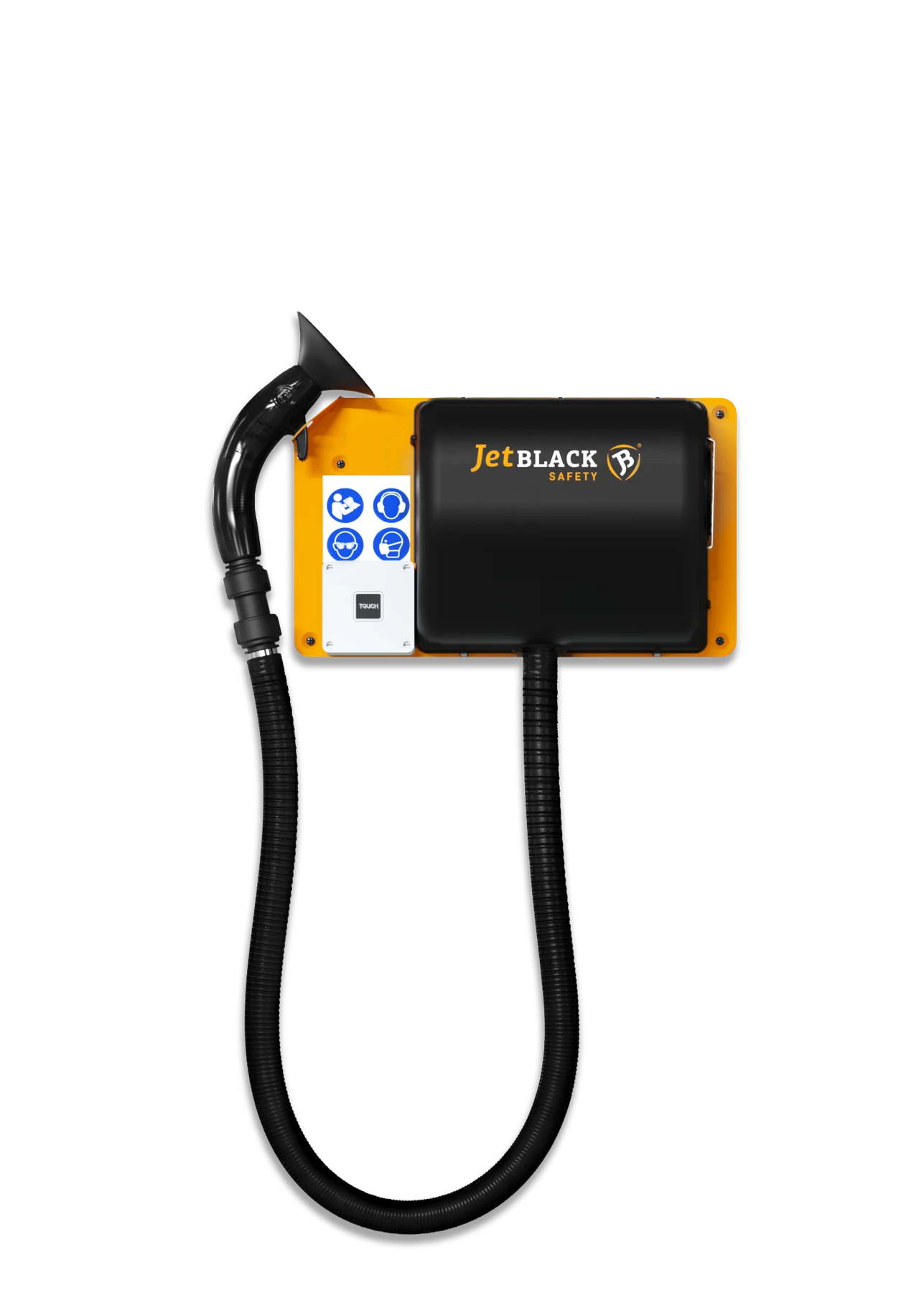 JetBlack wall-mounted personnel cleaning station and hose